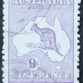 Australia 1913 Nine Pence Kangaroo (first watermark) with frame break flaw BW 24(1)e used