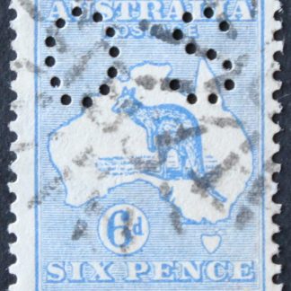 Australia 1915 Six Pence Kangaroo (Second watermark) Official with White flaw Albany BW 18ba(2)e used