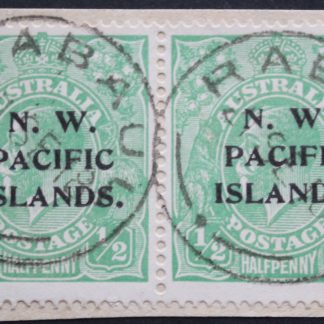 New Guinea 1918 GV Halfpenny pair with RABAUL postmark
