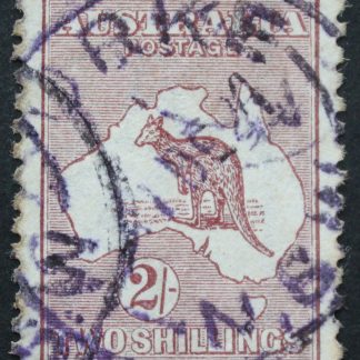 Australia 1924 Two Shillings Kangaroo with a BOURKE in purple postmark